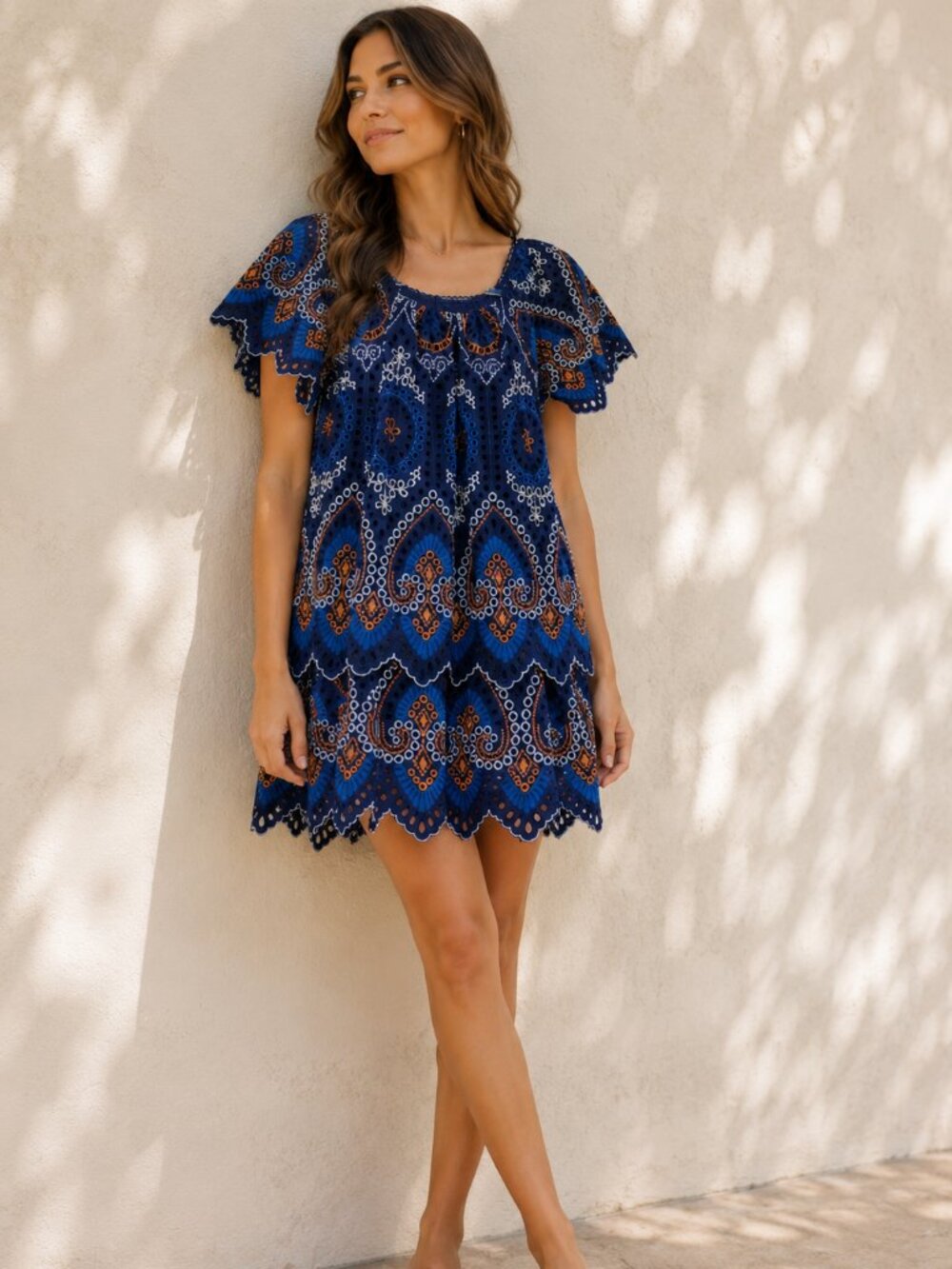 Anthropologie Nori Eyelet Tunic Dress 6 Petite